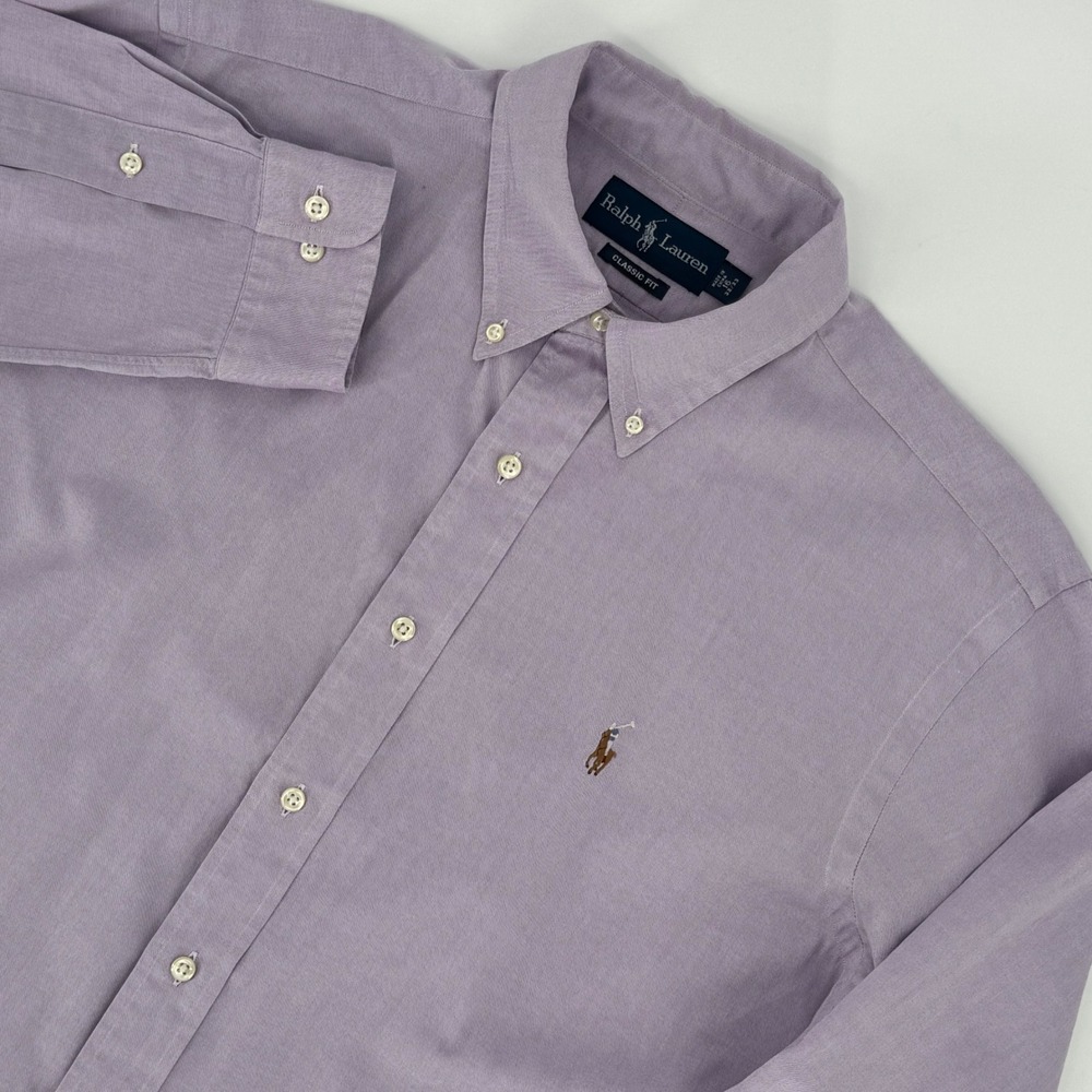Ralph Lauren Mens Classic Fit Lavender Oxford Button Down Shirt 16 32/33 Purple